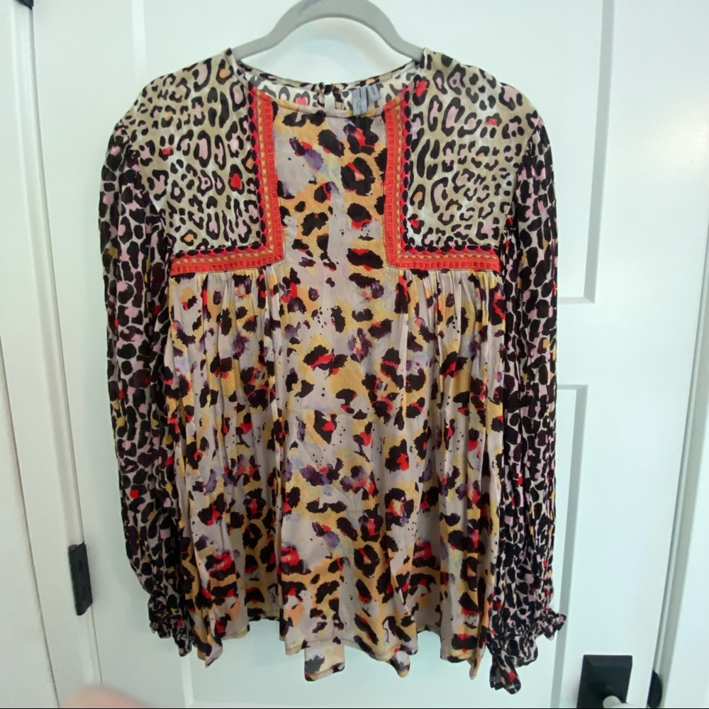 Anthropologie leopard print blouse